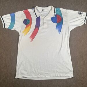 Vintage Head Sportswear 90s Abstract Graphic Polo Shirt White Hilton Head XL